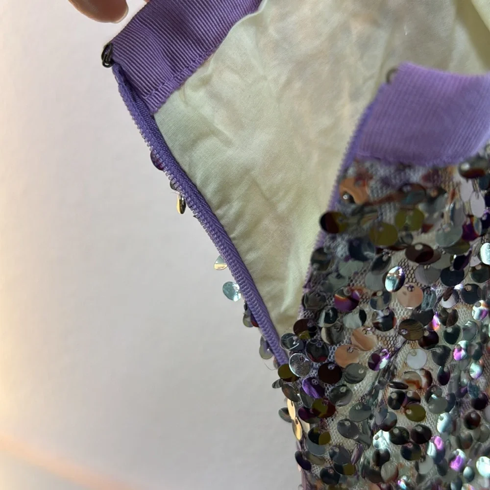 NWT J. Crew Skirt MINI faux wrap skirt silver purple‎ sequins side zipper Tag:6